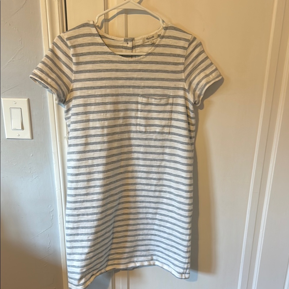 Madewell Striped Dress in White and Gray Size S